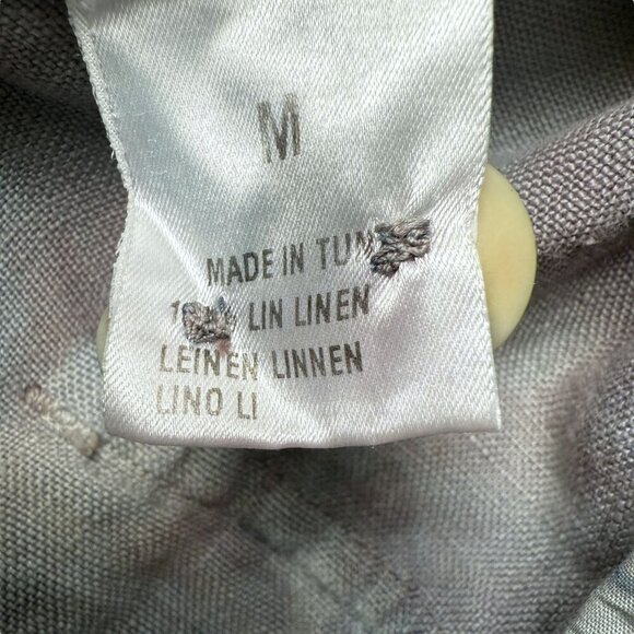 Pure Linen Utility Jacket Medium Blue Purple Tie Dye Cargo Womens Artsy Boho - Picture 7 of 12